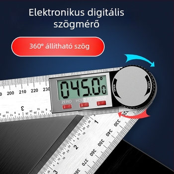 Digitális szögmérő kijelzővel, 360° mérés, magas pontosság, többfunkciós univerzális asztalos vonalzó