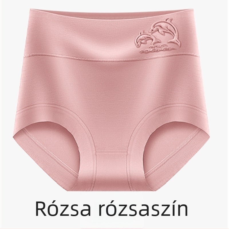 Női magas derekú modal fehérnemű, antibakteriális, légáteresztő, izzadságelszívó, négy évszakos, plusz méret, delfin-relief mintázat