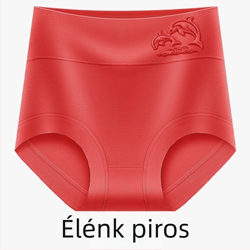 Női magas derekú modal fehérnemű, antibakteriális, légáteresztő, izzadságelszívó, négy évszakos, plusz méret, delfin-relief mintázat