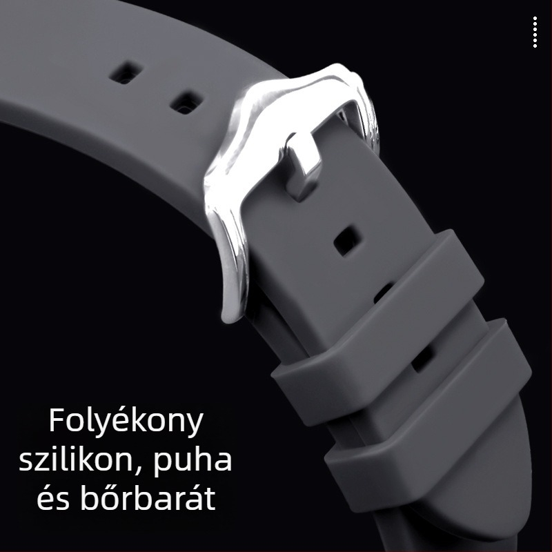 Samsung Galaxy Watch5/4/3-kompatibilis folyékony szilikon karpánt, 20/22 mm, egyszínű ezüst csattal