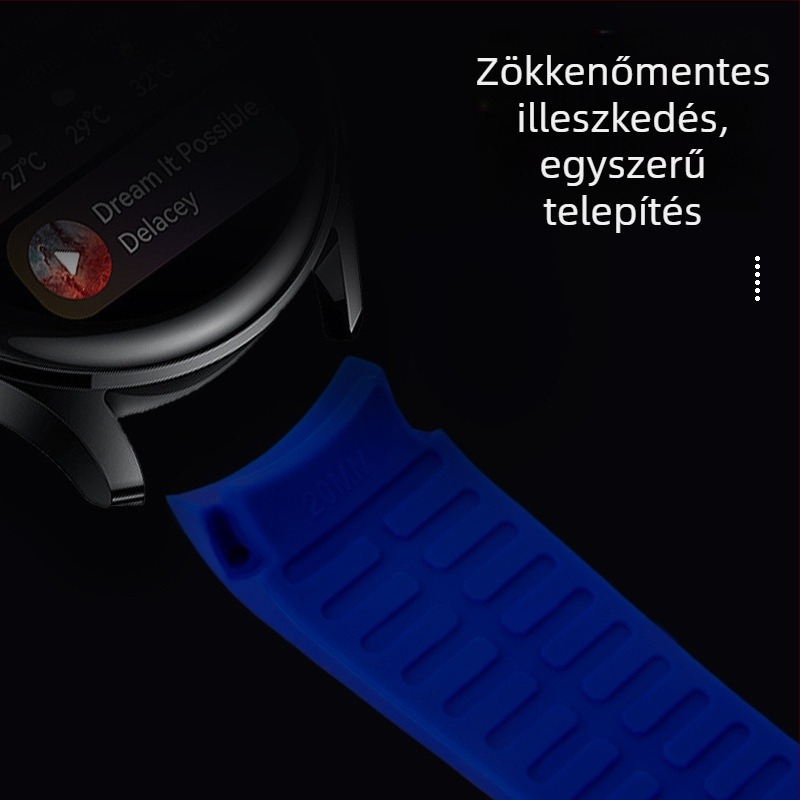 Samsung Galaxy Watch5/4/3-kompatibilis folyékony szilikon karpánt, 20/22 mm, egyszínű ezüst csattal
