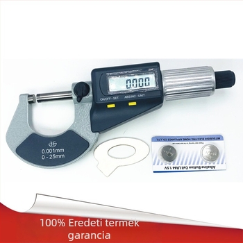 Elektronikus digitális külső mikrométer, 0–25–50–75–100 mm mérési tartomány, külső átmérő magas pontosságú mérése
