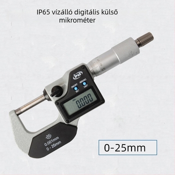 Elektronikus digitális külső mikrométer, 0–25–50–75–100 mm mérési tartomány, külső átmérő magas pontosságú mérése