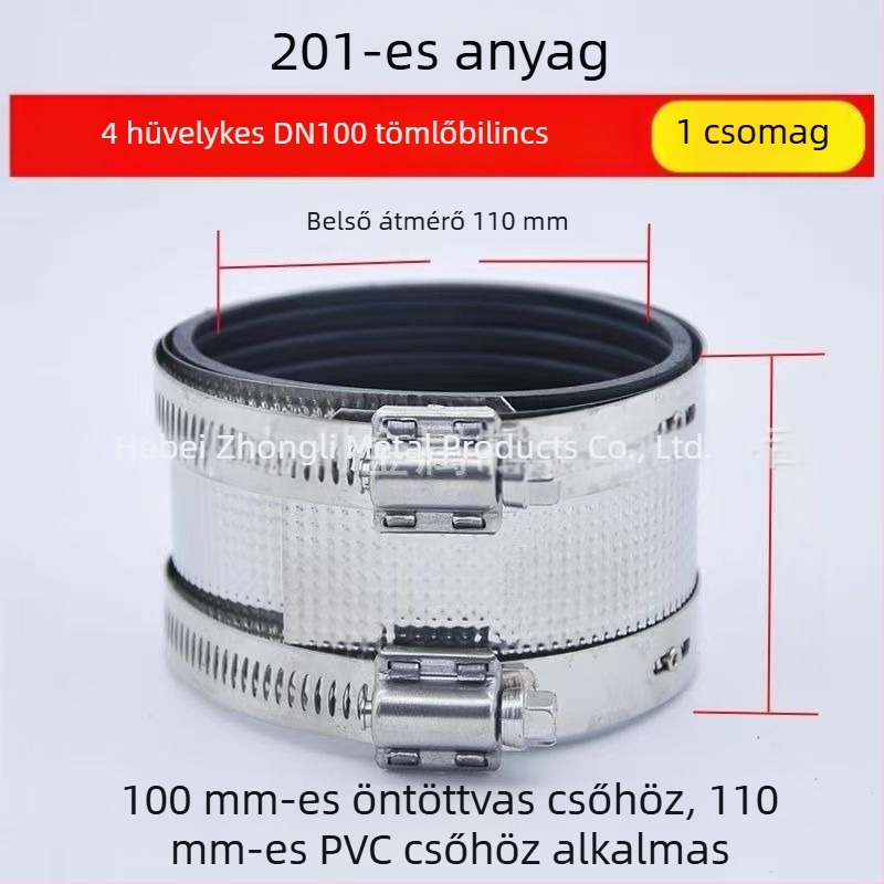 Csőköteg-klipsz rozsdamentes acélból, öntöttvasból és PVC-ből készült csövekhez