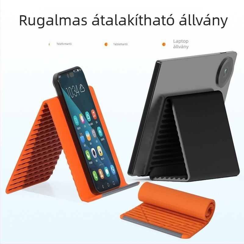 Rugalmas, összecsukható szilikontelefon-tartó, univerzális tablet- és laptop-tartó, átalakítható utazáshoz és otthoni használatra