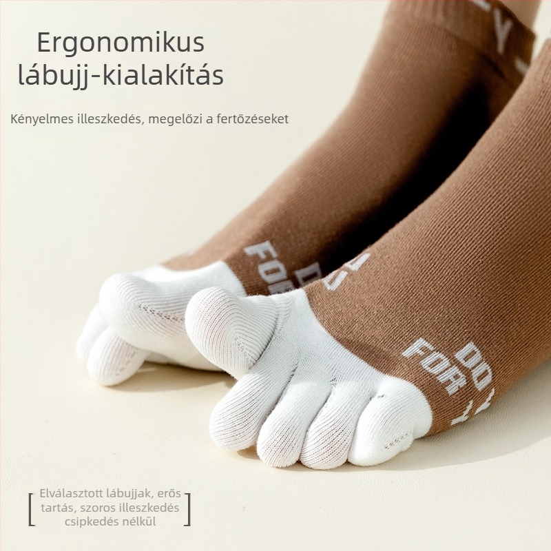 Férfi ötujjas zokni, pamutból, izzadság-elnyelő, lélegző, nyári vékony, középhosszú