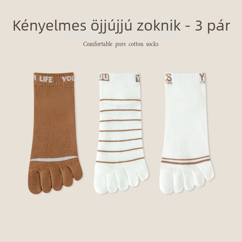Férfi ötujjas zokni, pamutból, izzadság-elnyelő, lélegző, nyári vékony, középhosszú