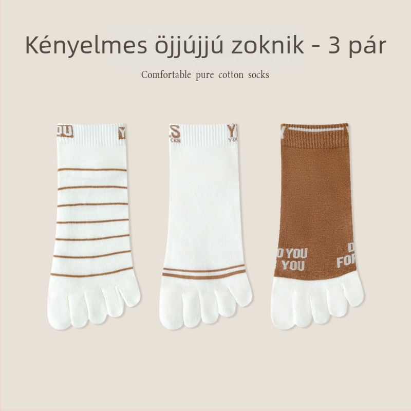 Férfi ötujjas zokni, pamutból, izzadság-elnyelő, lélegző, nyári vékony, középhosszú