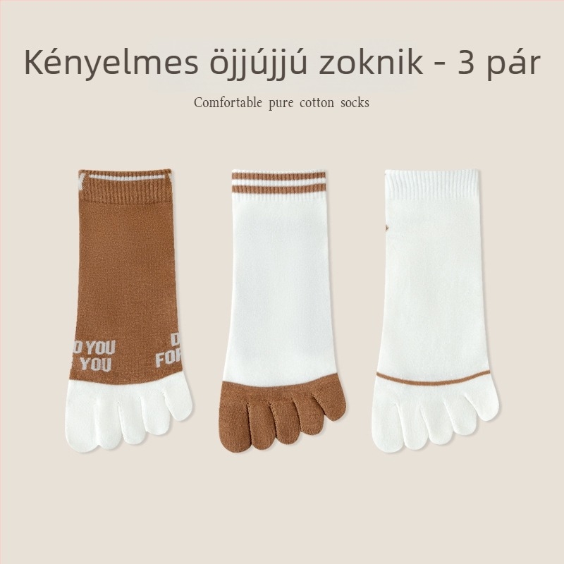 Férfi ötujjas zokni, pamutból, izzadság-elnyelő, lélegző, nyári vékony, középhosszú