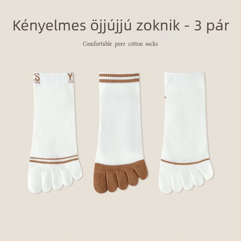 Férfi ötujjas zokni, pamutból, izzadság-elnyelő, lélegző, nyári vékony, középhosszú