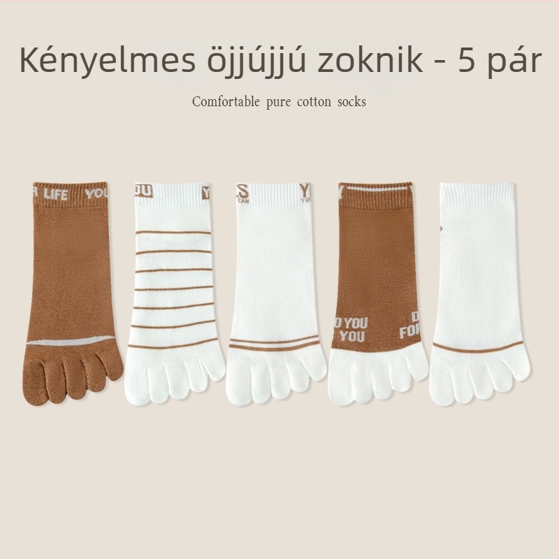 Férfi ötujjas zokni, pamutból, izzadság-elnyelő, lélegző, nyári vékony, középhosszú