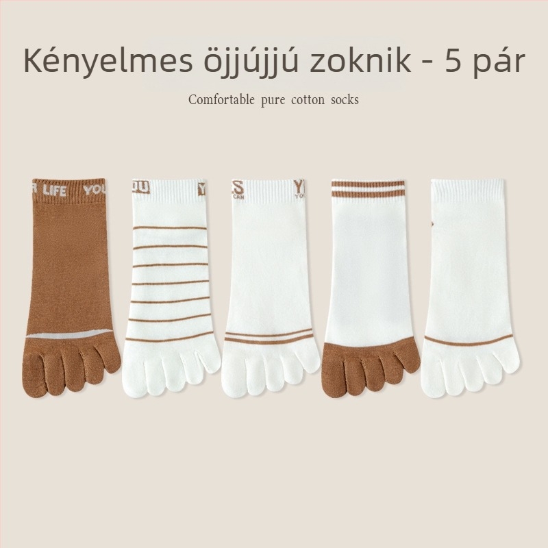 Férfi ötujjas zokni, pamutból, izzadság-elnyelő, lélegző, nyári vékony, középhosszú