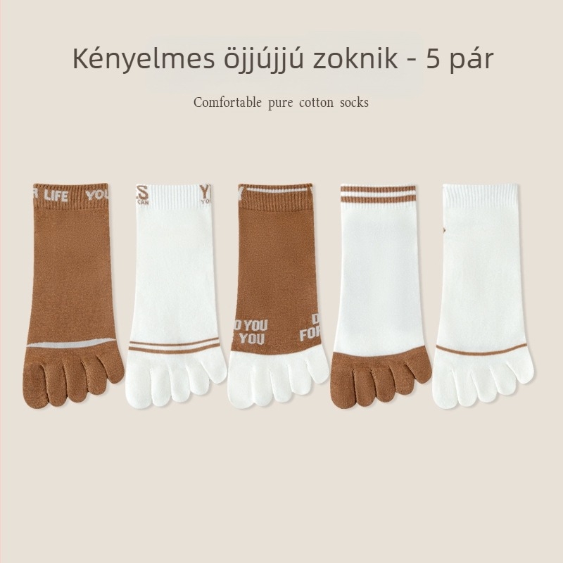 Férfi ötujjas zokni, pamutból, izzadság-elnyelő, lélegző, nyári vékony, középhosszú