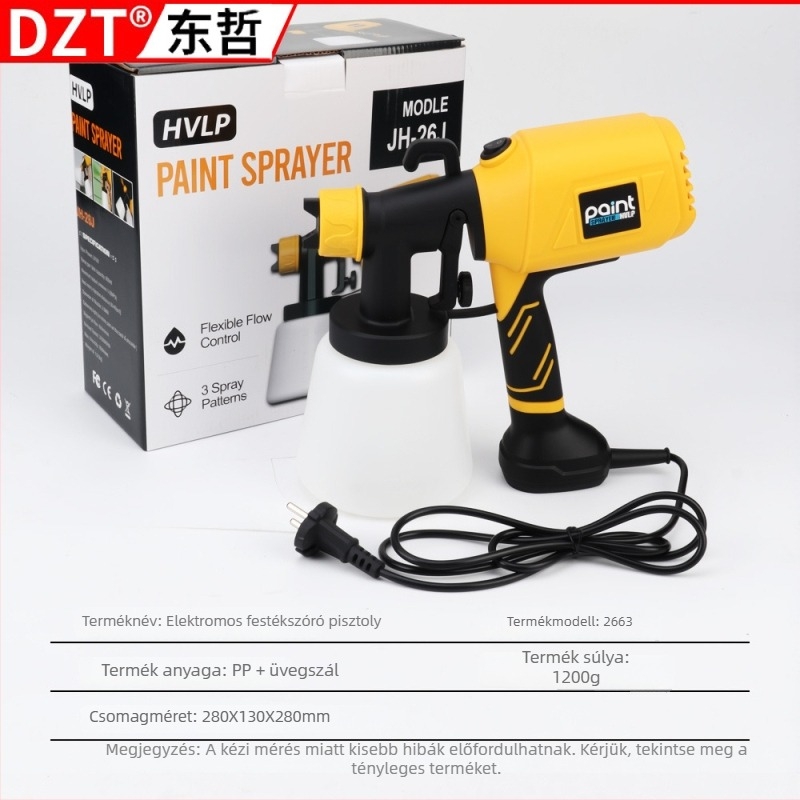 Elektromos festékspray pisztoly festékhez és latexhez
