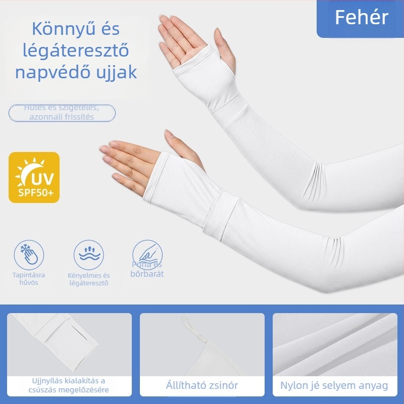 Kerékpáros napvédő karvédő UPF50 Ice Silk anyagból, szabályozható húzózsinórral