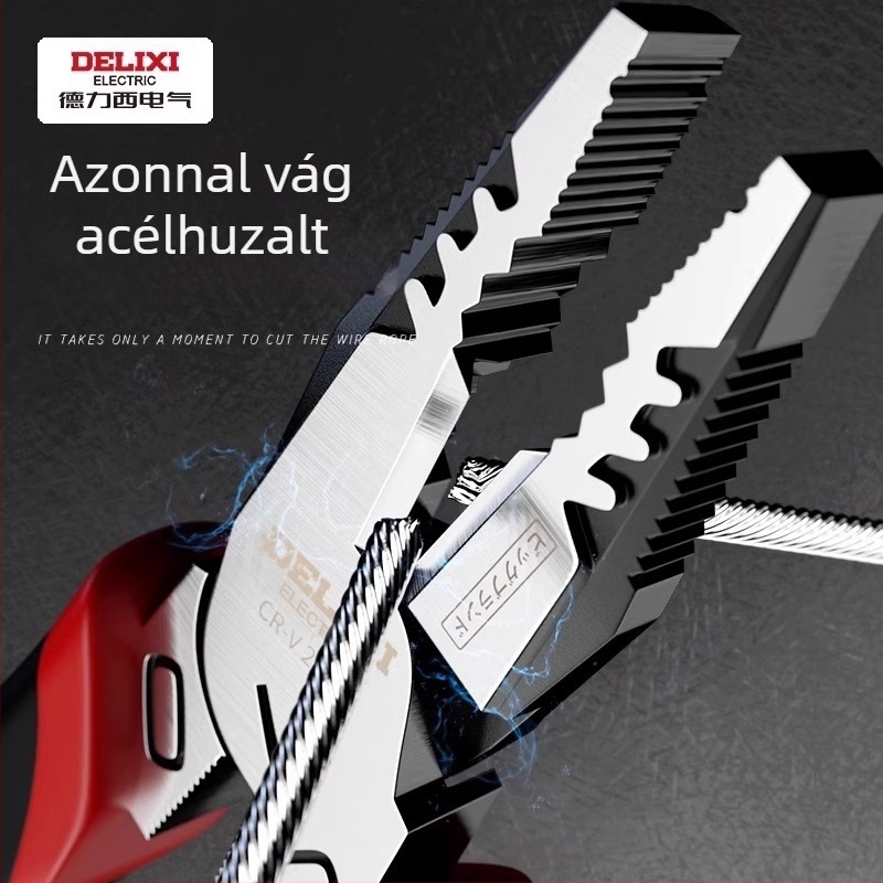 Delixi excentrikus fogók, ipari szintű, energia-megőrző huzalvágó fogó, 6–8–9 hüvelyk, hegyes orrú
