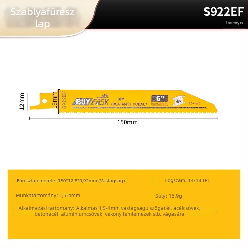 Reciprocating saw blade fémhez és alumíniumhoz – hosszított hossz, görbült fogak, durva és finom fogak, kézi elektromos fűrészlap