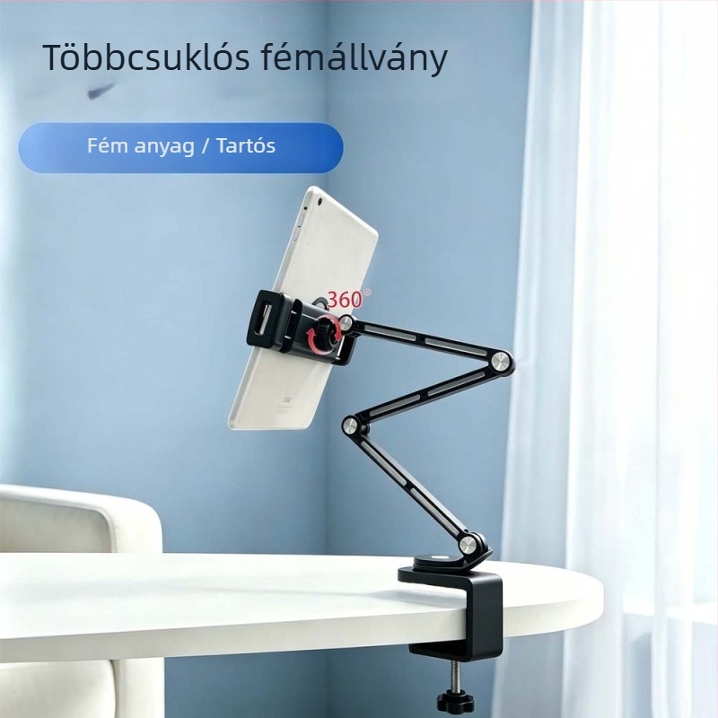 Alumíniumötvözet mágneses telefontartó, tabletatartó, többfunkciós karos állvány, összecsukható és tárolható, 360°-os forgás