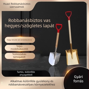 Robbanásbiztos, szikrámentes ipari lapát alumíniumötvözetből – négyszögletes és hegyes formájú ásók, nagy és kicsi méretek