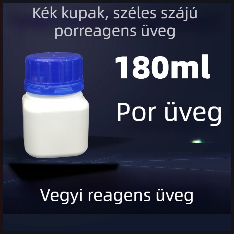 Négyzet alakú porreagens üveg széles nyakú, fehér HDPE laboratóriumi műanyag üveg