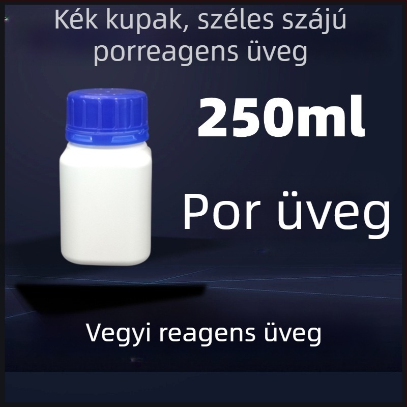 Négyzet alakú porreagens üveg széles nyakú, fehér HDPE laboratóriumi műanyag üveg