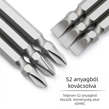 S2 mágneses csavarhúzó bitek készlet elektromos csavarhúzóhoz, rendkívül kemény, hosszított kettős végű Phillips- és egyenes bitek