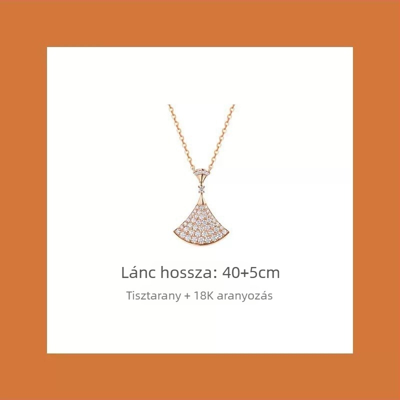 Női fan alakú nyaklánc, VGold bevonattal, kövekkel díszített, fehér gyöngyház és vörös achát, kígyónyaklánc, 41–50 cm