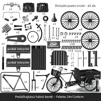 Retro háromkerekű kerékpár modell ötvözetből, dekorációs modell, 1:10 arányban