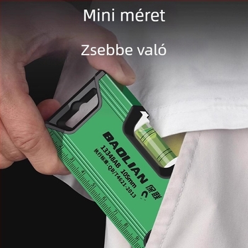 Baolian Mini nagy pontosságú mágneses szintező vonalzó, alumíniumötvözetből, többfunkciós