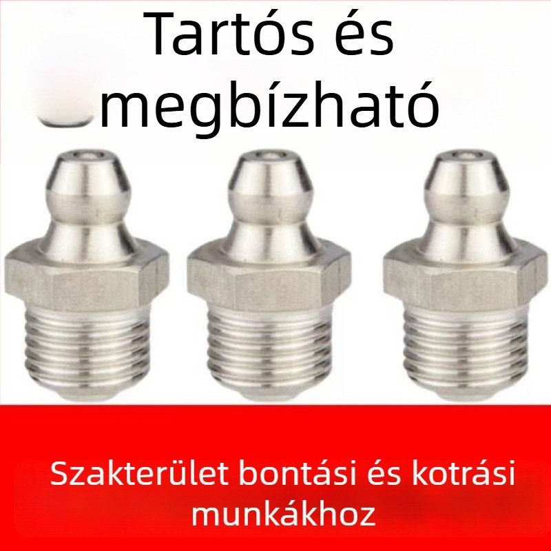 Fém zsírzópisztoly fej készlet exkavátorhoz, egyenes kivitel, M6/M8/M10 kézi zsírzófejek, teljes tartozékkészlet