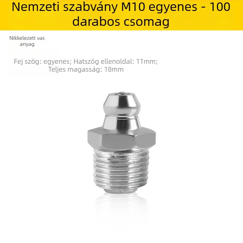 Fém zsírzópisztoly fej készlet exkavátorhoz, egyenes kivitel, M6/M8/M10 kézi zsírzófejek, teljes tartozékkészlet