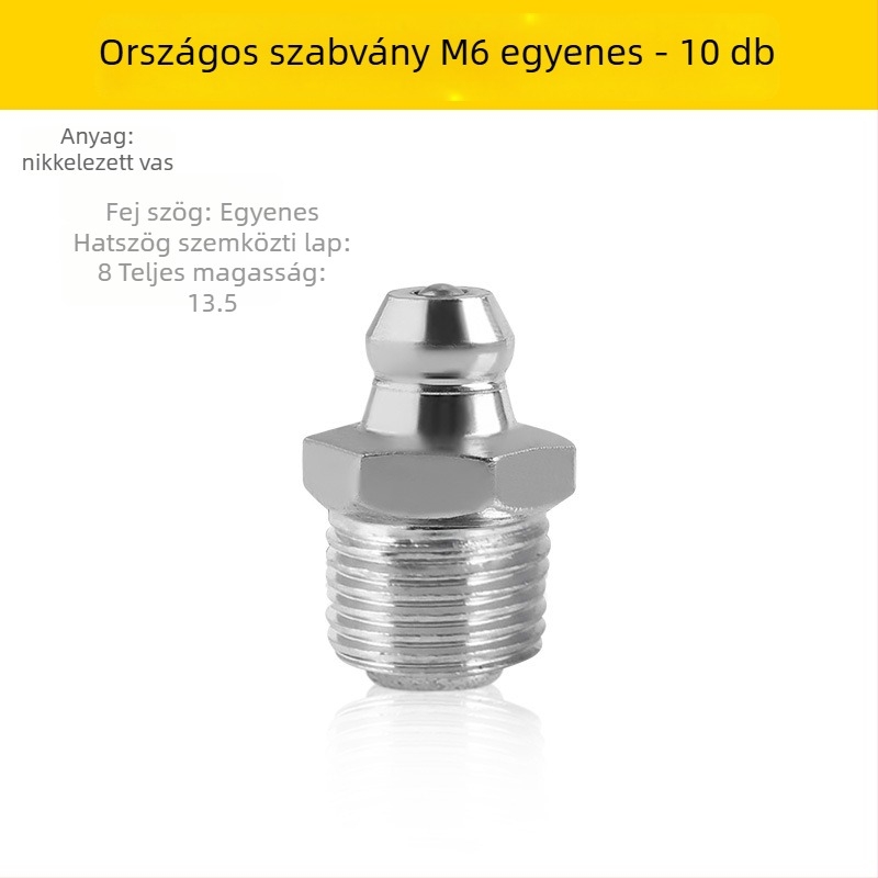 Fém zsírzópisztoly fej készlet exkavátorhoz, egyenes kivitel, M6/M8/M10 kézi zsírzófejek, teljes tartozékkészlet