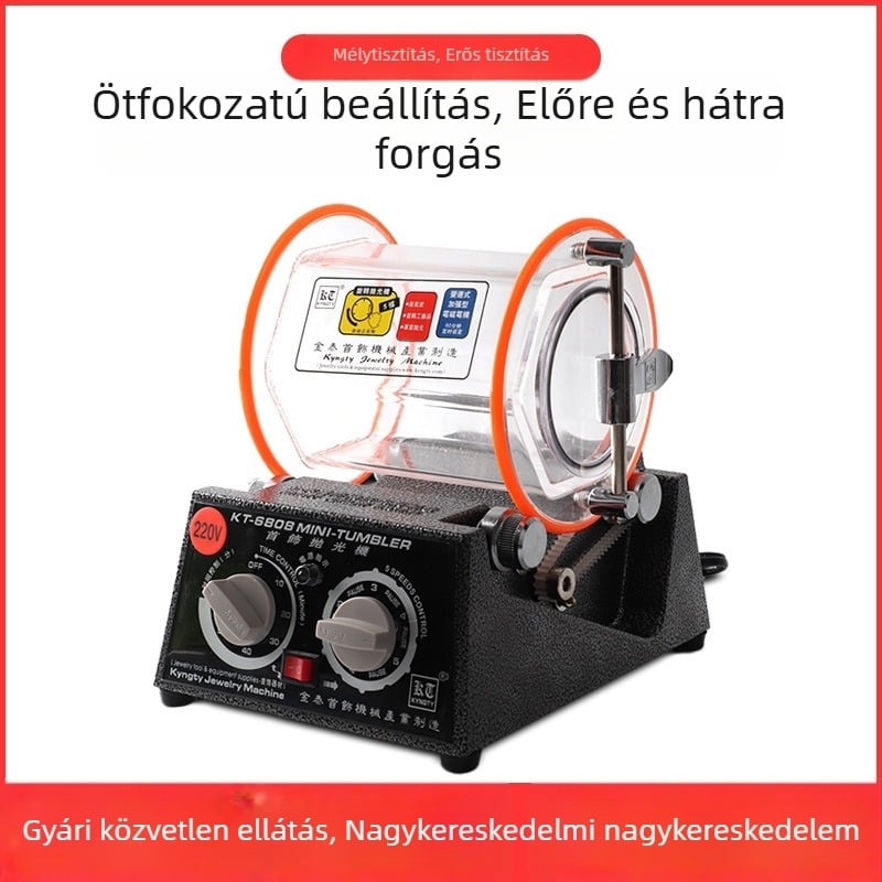 KT6808 Dobozos dobpolírozógép ékszerekhez, ősi érmékhez és faragott dió tartozékokhoz – asztali polírozógép 220V