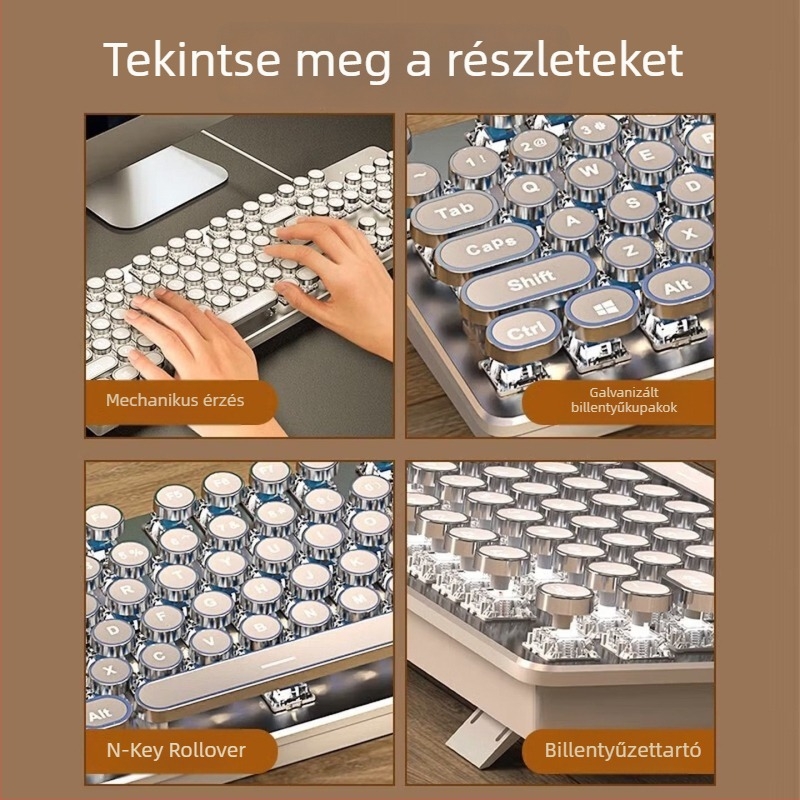 RS6 Mechanikus billentyűzet és egér vezetékes készlet, kék és fekete kapcsolókkal, játékhoz és irodai használatra