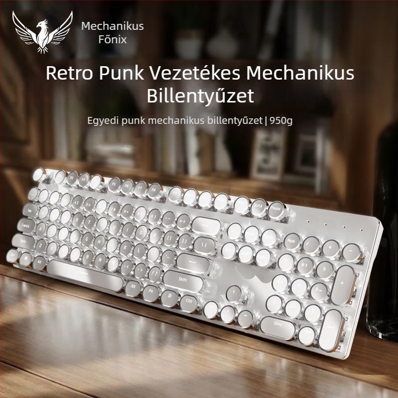 RS6 Mechanikus billentyűzet és egér vezetékes készlet, kék és fekete kapcsolókkal, játékhoz és irodai használatra