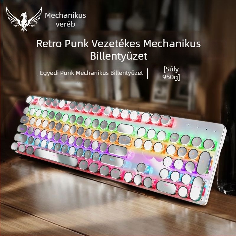 RS6 Mechanikus billentyűzet és egér vezetékes készlet, kék és fekete kapcsolókkal, játékhoz és irodai használatra