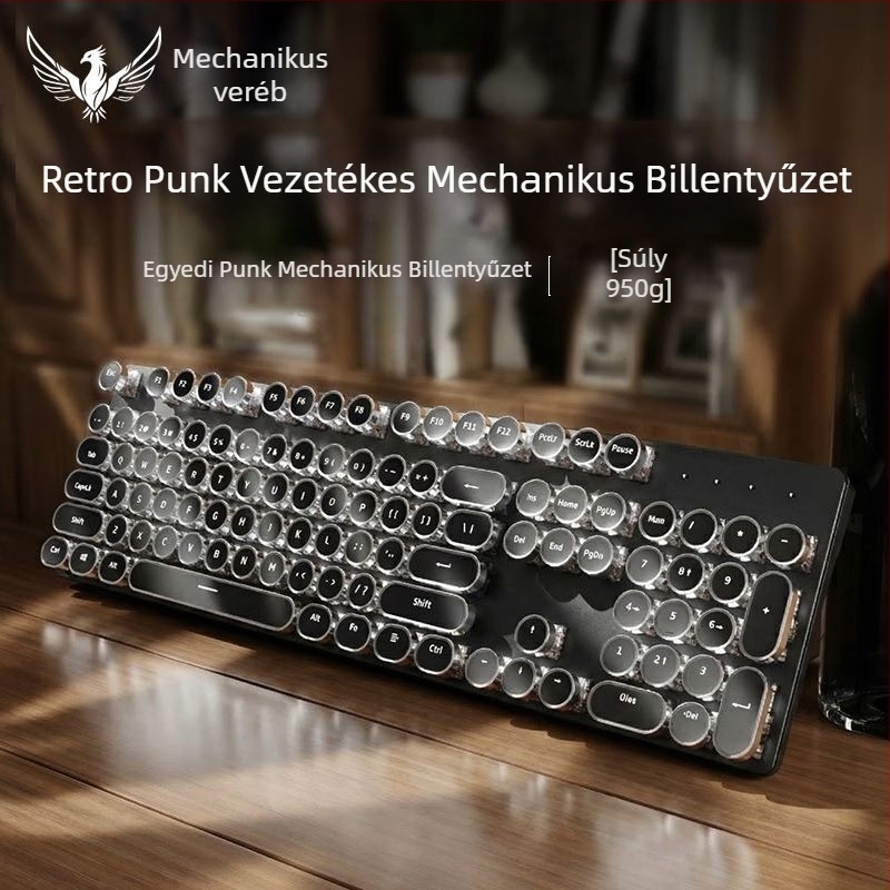 RS6 Mechanikus billentyűzet és egér vezetékes készlet, kék és fekete kapcsolókkal, játékhoz és irodai használatra