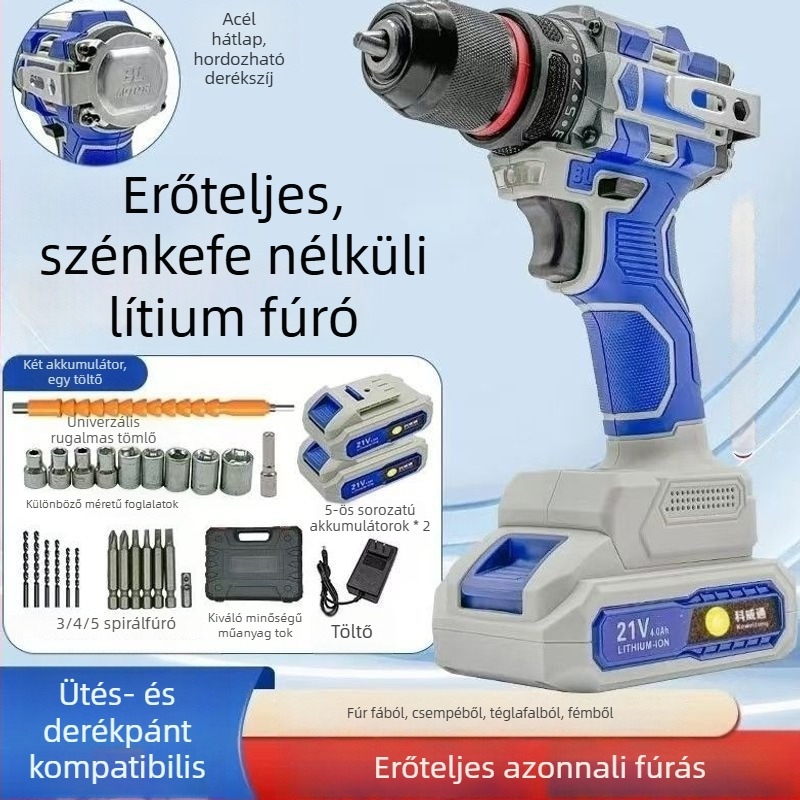 Kewaithong elektromos csavarkulcs, lítium akkumulátoros fúró, ütőcsavarhúzó, lítium akkumulátoros szögcsiszoló
