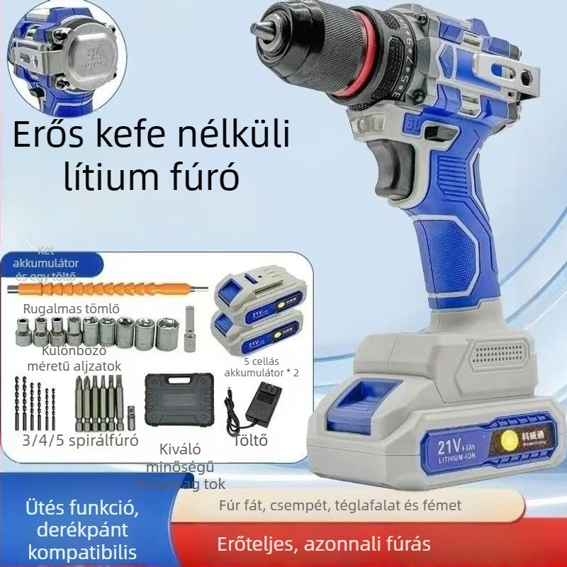 Kewaithong elektromos csavarkulcs, lítium akkumulátoros fúró, ütőcsavarhúzó, lítium akkumulátoros szögcsiszoló