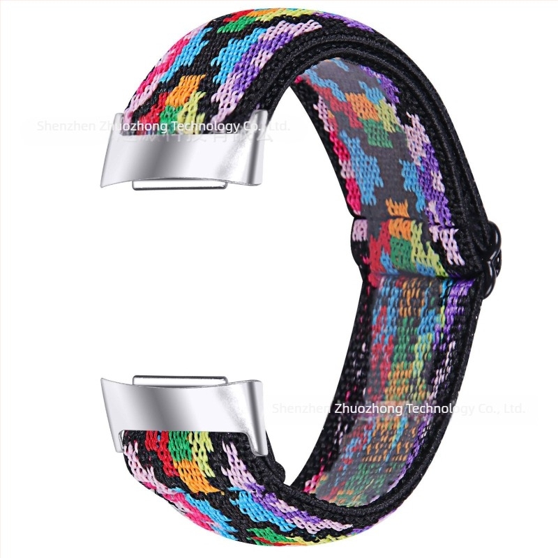 Fitbit Charge6/Charge5-hoz szabott elasztikus nyomtatott állítható óraszíj