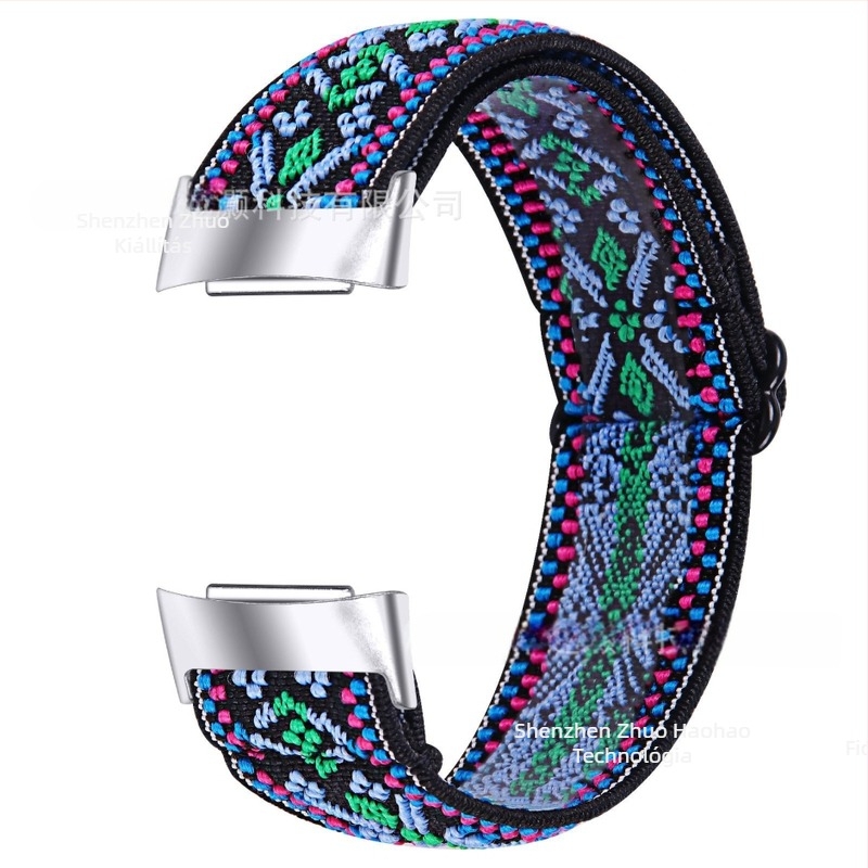 Fitbit Charge6/Charge5-hoz szabott elasztikus nyomtatott állítható óraszíj