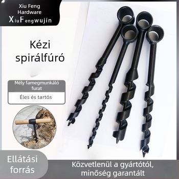 Kézi fafúró kültéri használatra, kézzel csavart spirálfúró vadonban való túléléshez, többfunkciós fúró nedves fához kör alakú nyílások készítésére