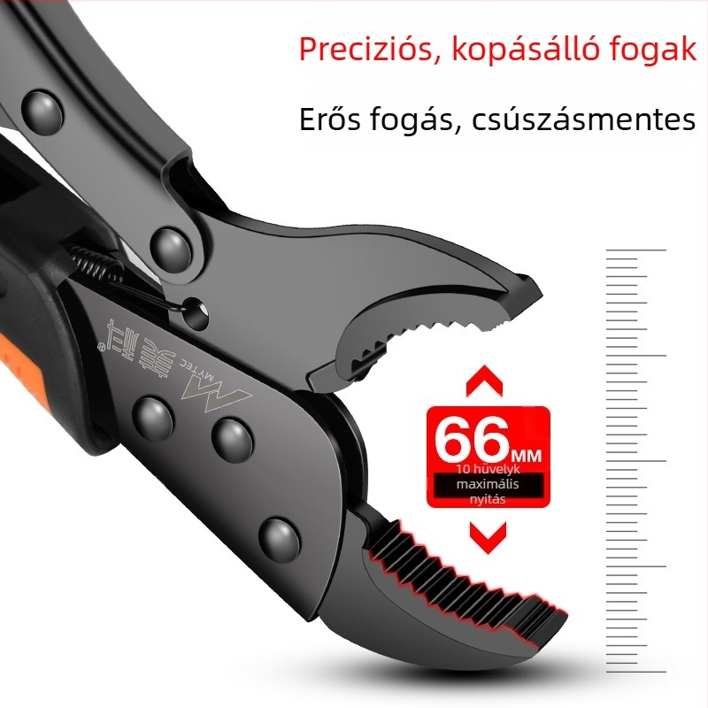 Állítható, nehéz fogó-szorító, ötvözet acélból készült harapófogó fej, 36 mm-es maximális nyitás, faipari felhasználásra