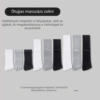 Uniszex ötujjú sportzokni, nyári vékony modell, antibakteriális, nedvszívó, szagtalanító, masszázs talp, különálló ujjak