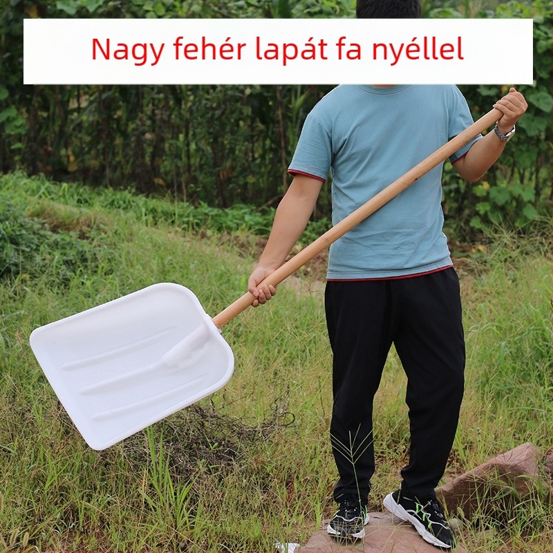Műanyag üreges lapát erősített földszitával, mogyoró szűrővel, földkeverő kanál és nagy kukoricaszitával; ladikhoz és halhoz való lapát