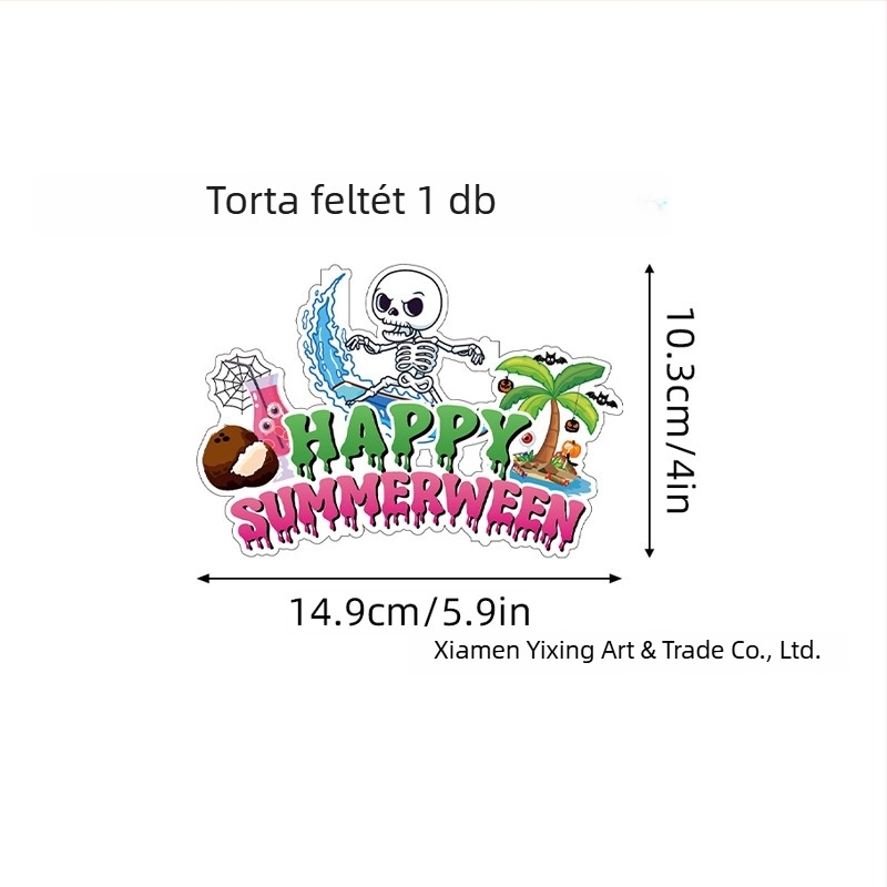 Nyári Halloween parti dekorációs készlet: banner, spirál-lufik, papírdíszek és papírvirágok