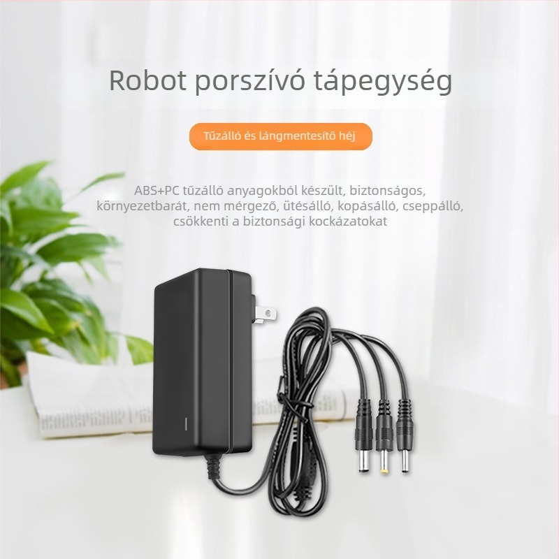 Töltőkábeles adapter por tisztító robothoz, kompatibilis 5V, 8.4V, 12.6V, 18V, 19V, 24V, 25V és 26V