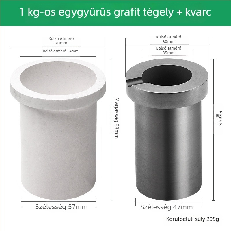 Magas tisztaságú grafit öntőcsésze és kvarc száraz öntőcsésze középfrekvenciás kis olvasztókemencéhez; belső bevonat az arany, ezüst és réz finomításához