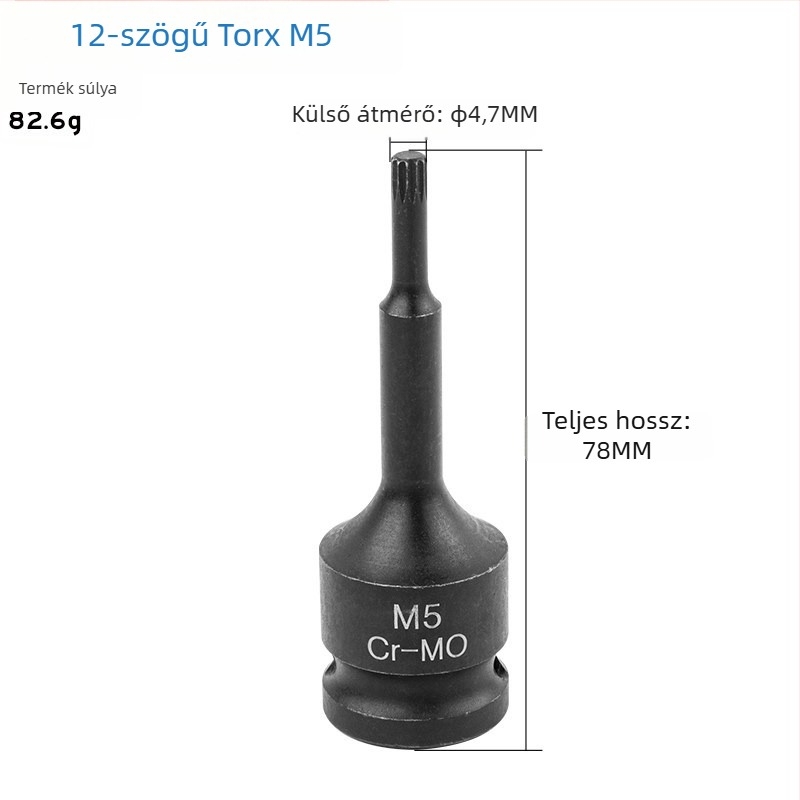 1/2 hüvelykes hajtófejű készlet 12‑pont csillag bitekkel, pneumatikus csatlakoztató készlet beépített bitekkel, M-típus