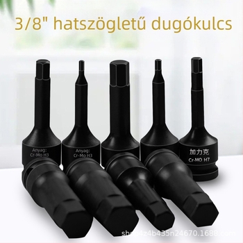 3/8 CR-MO pneumatikus hatszögletű socket készlet ütőkulcshoz